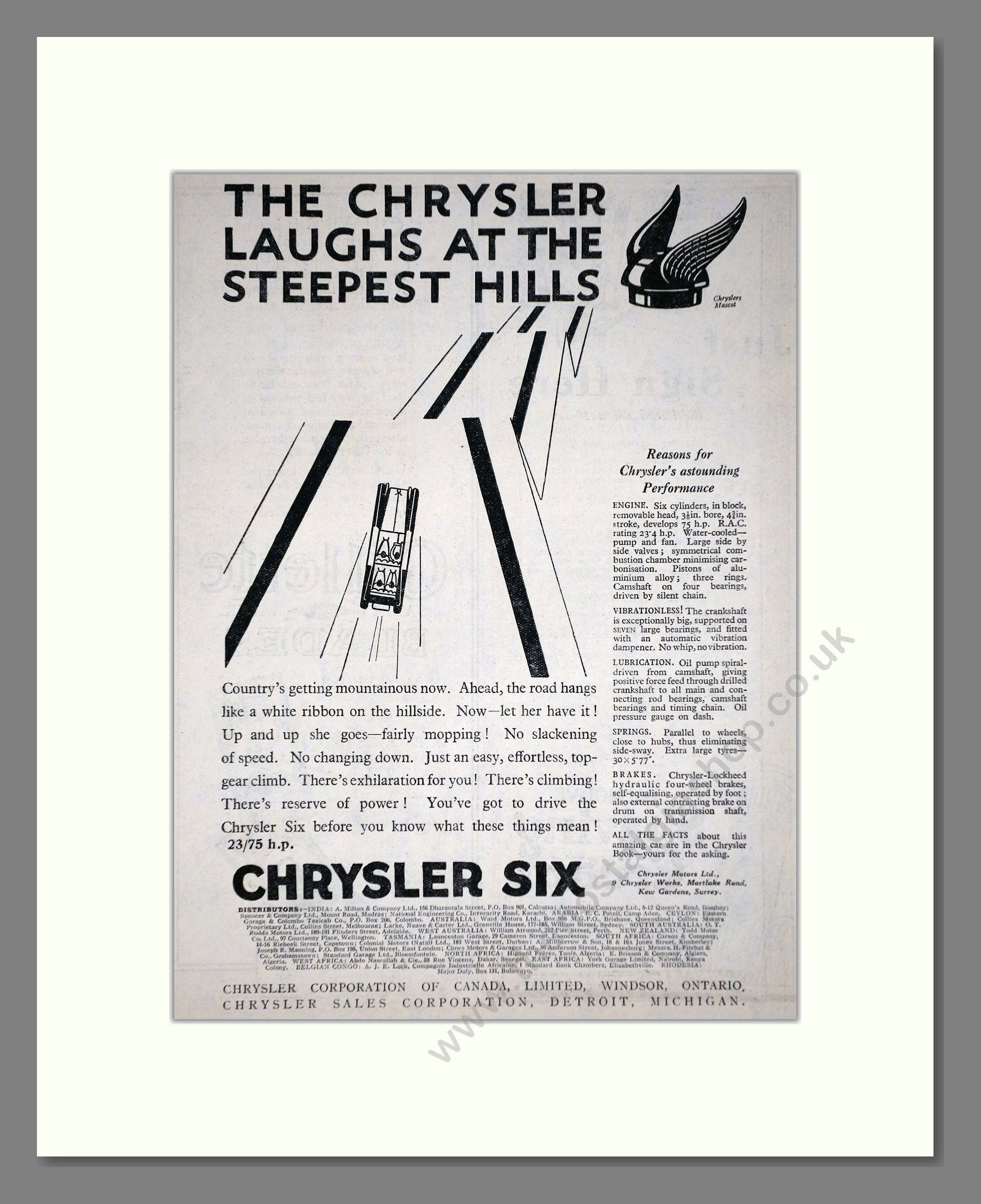 Chrysler - Six. Vintage Advert 1926 (ref AD65355)