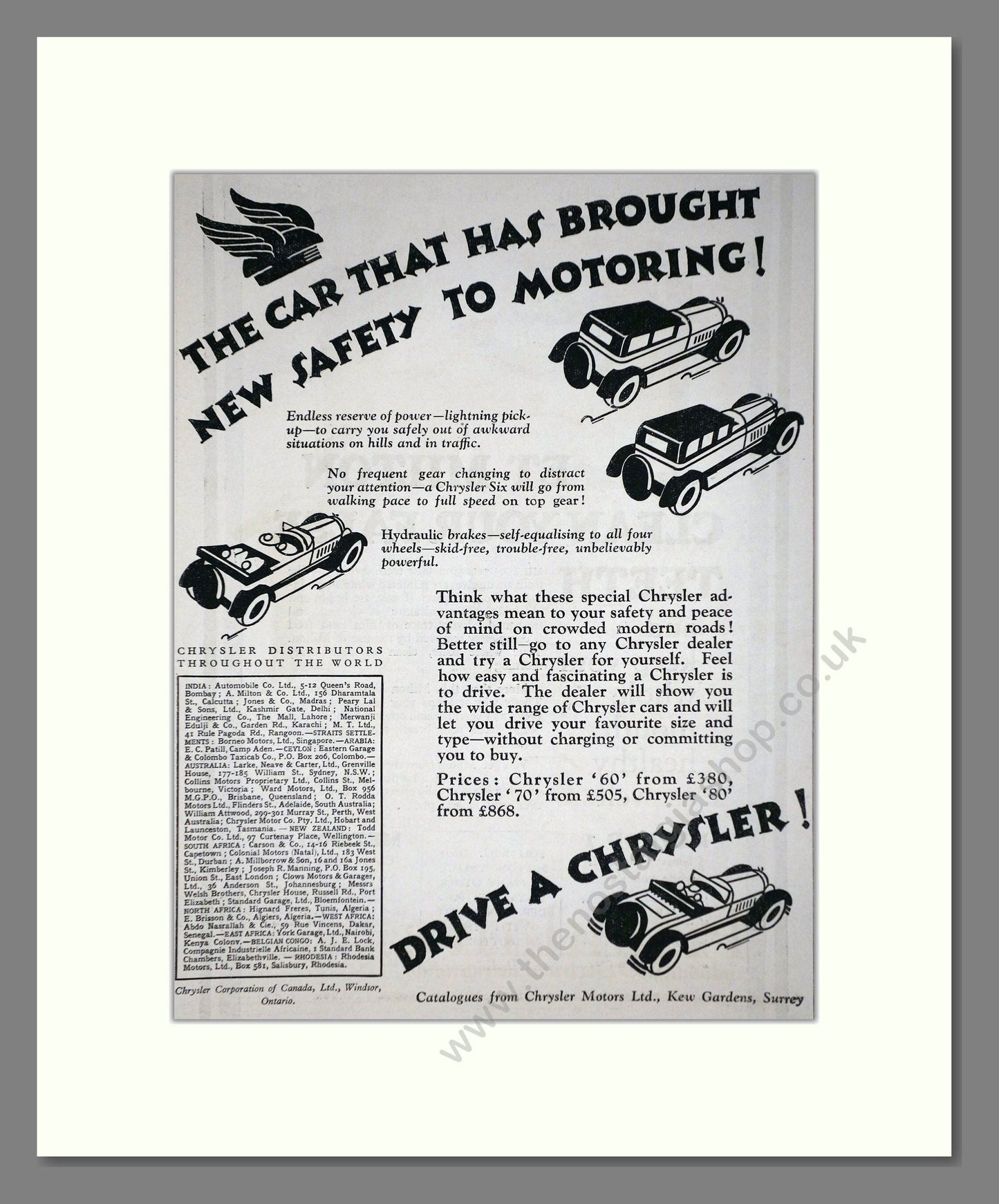 Chrysler - 60 / 70 / 80. Vintage Advert 1927 (ref AD65356)