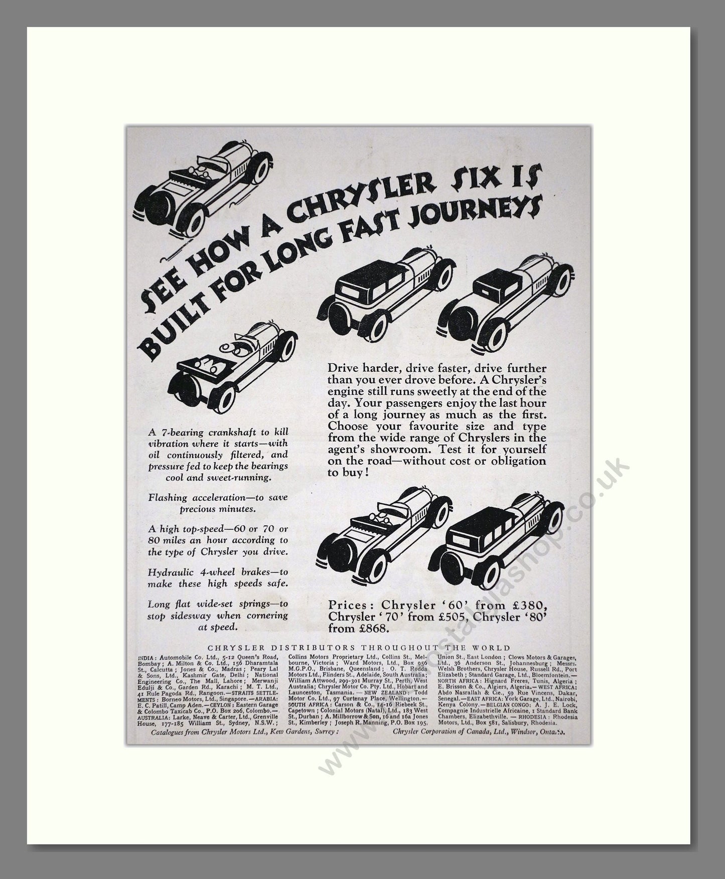 Chrysler - 60 / 70 / 80. Vintage Advert 1927 (ref AD65358)