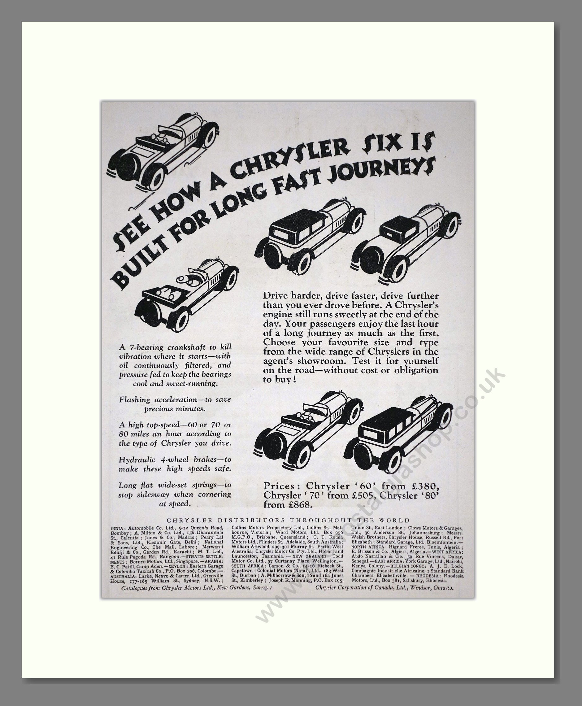 Chrysler - 60 / 70 / 80. Vintage Advert 1927 (ref AD65358)