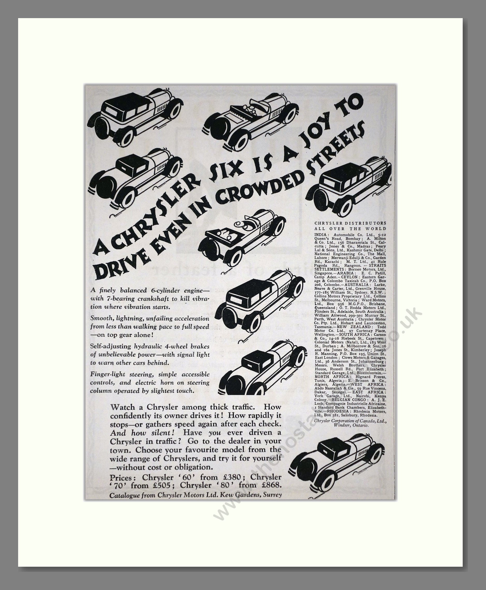 Chrysler - Six. Vintage Advert 1927 (ref AD65359)