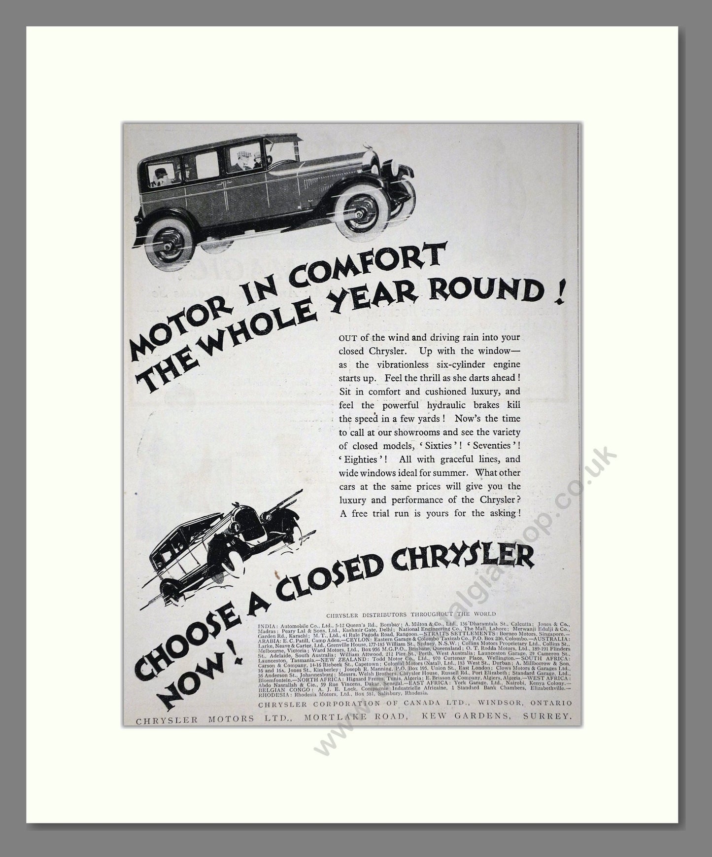 Chrysler - Closed Chrysler. Vintage Advert 1927 (ref AD65364)