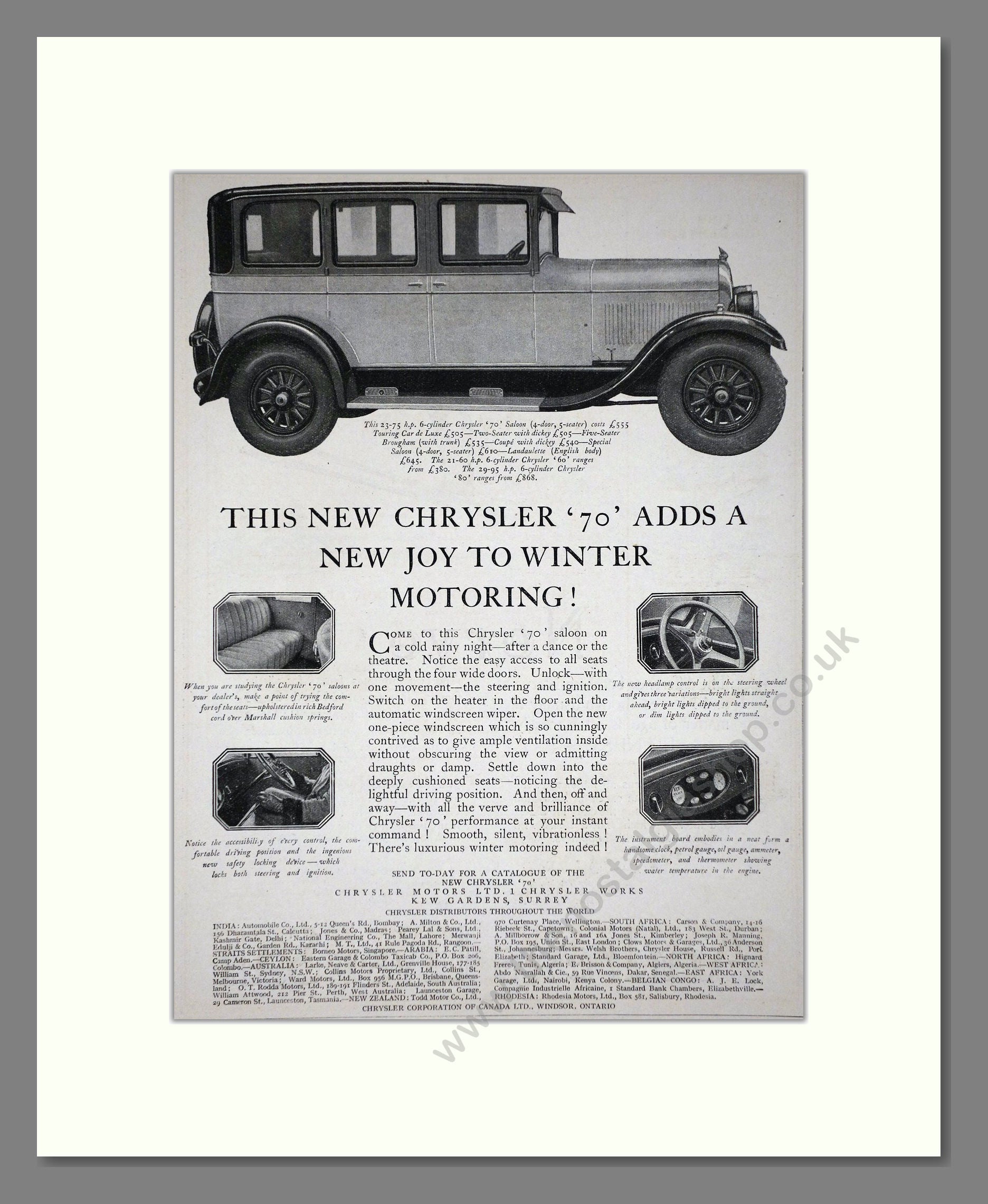 Chrysler - 70. Vintage Advert 1926 (ref AD65365)