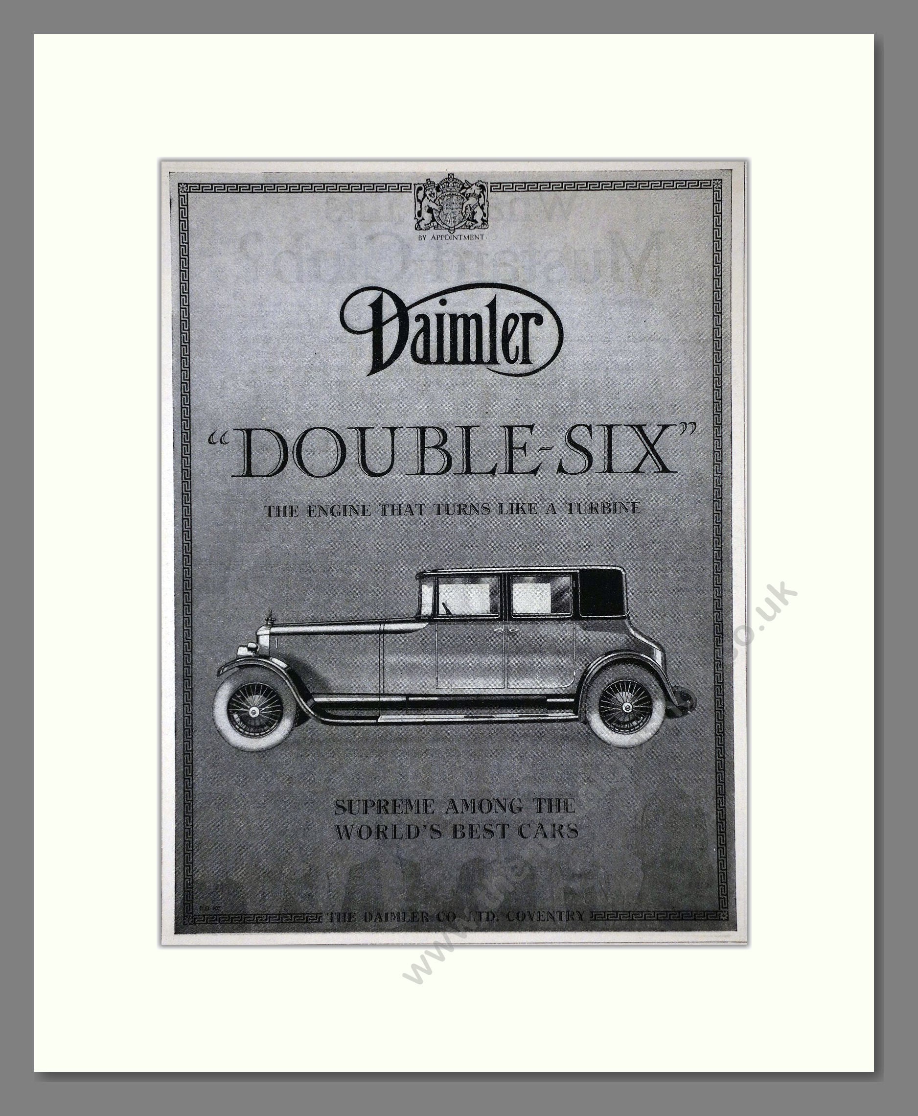 Daimler - Double Six. Vintage Advert 1926 (ref AD65370)