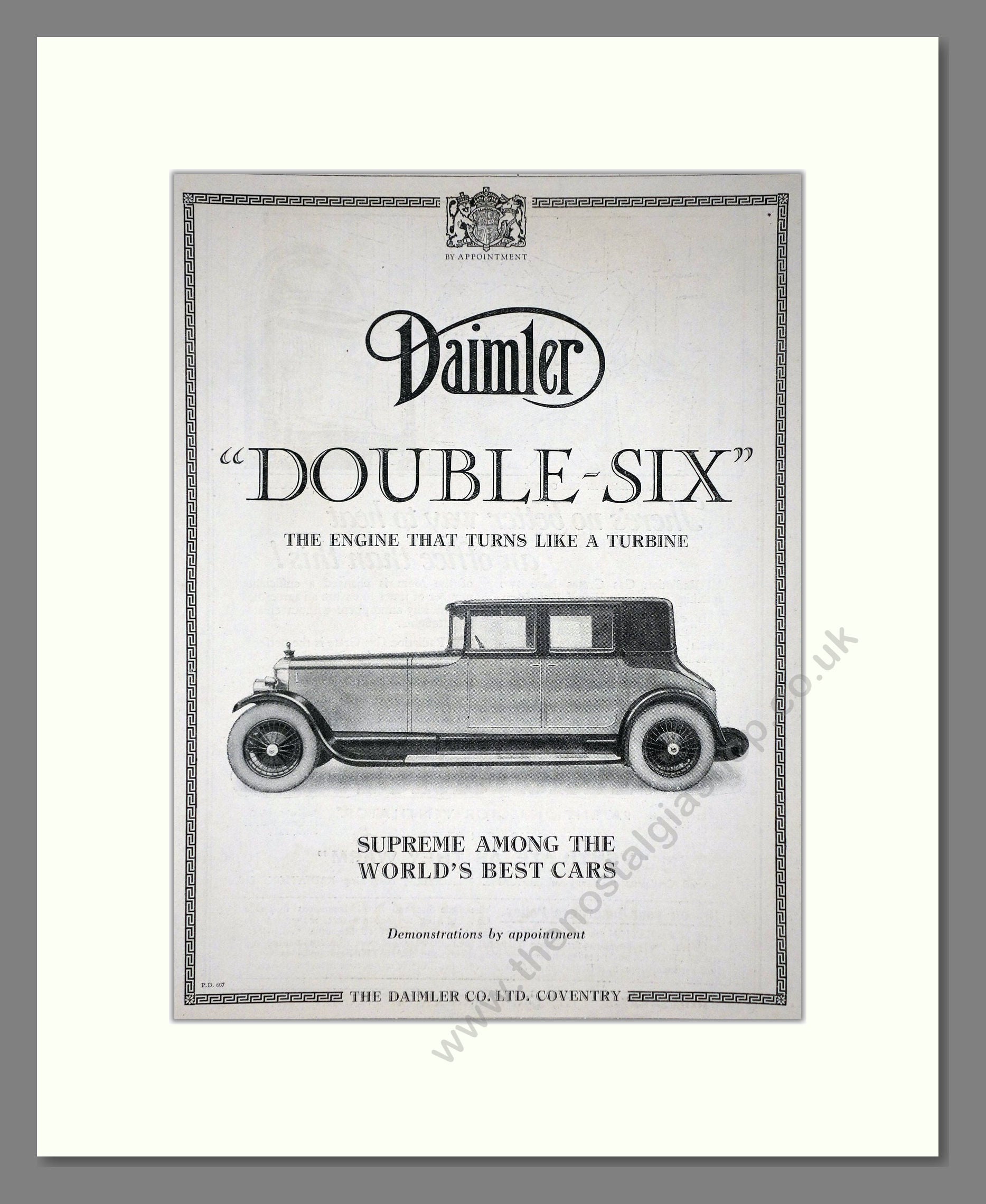 Daimler - Double Six. Vintage Advert 1926 (ref AD65371)