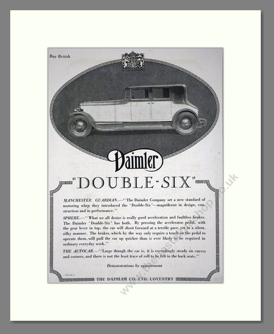 Daimler - Double Six. Vintage Advert 1927 (ref AD65372)
