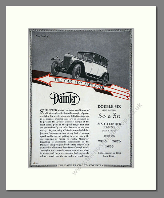 Daimler - Double Six. Vintage Advert 1927 (ref AD65373)