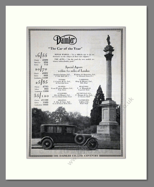 Daimler - Car Of The Year (16/55, 20/70, 25/85, 35/120). Vintage Advert 1926 (ref AD65378)