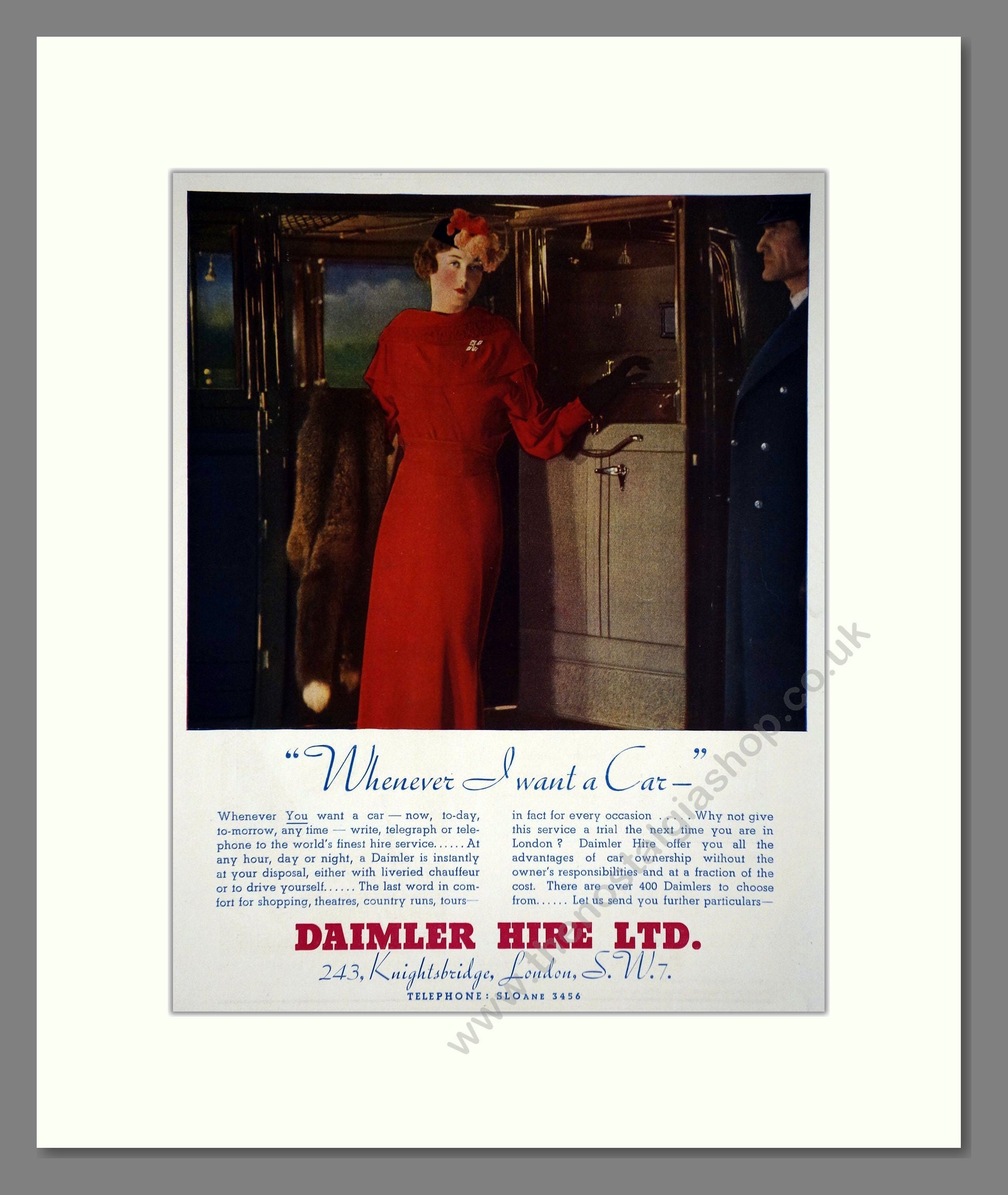 Daimler - Hire Service. Vintage Advert 1935 (ref AD65385)