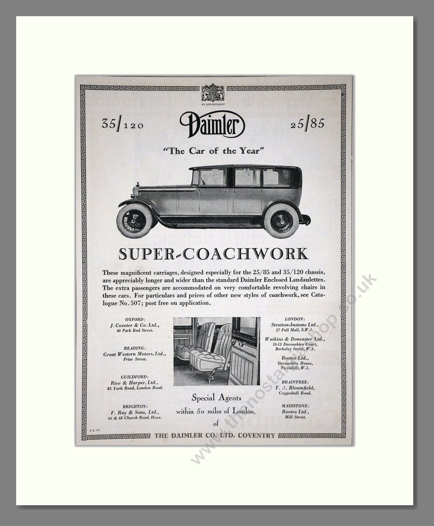 Daimler - Car Of The Year (25/85, 35/120). Vintage Advert 1926 (ref AD65388)