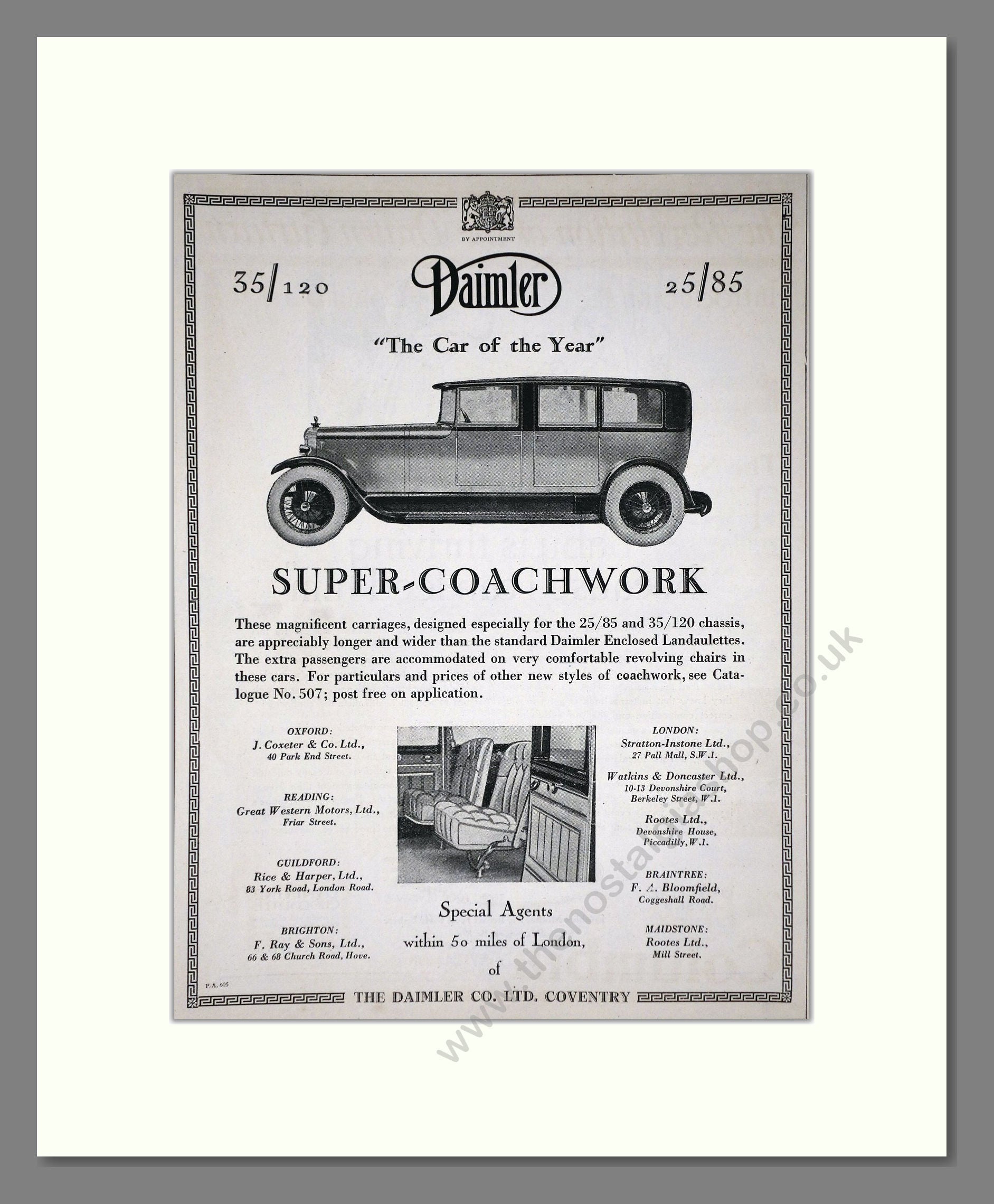 Daimler - Car Of The Year (25/85, 35/120). Vintage Advert 1926 (ref AD65388)