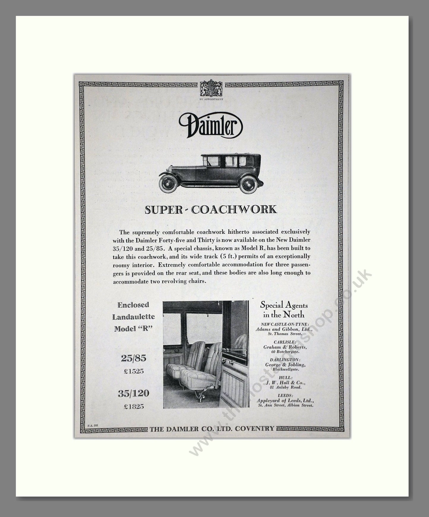 Daimler - Super Coachwork (25/85, 35/120). Vintage Advert 1926 (ref AD65389)