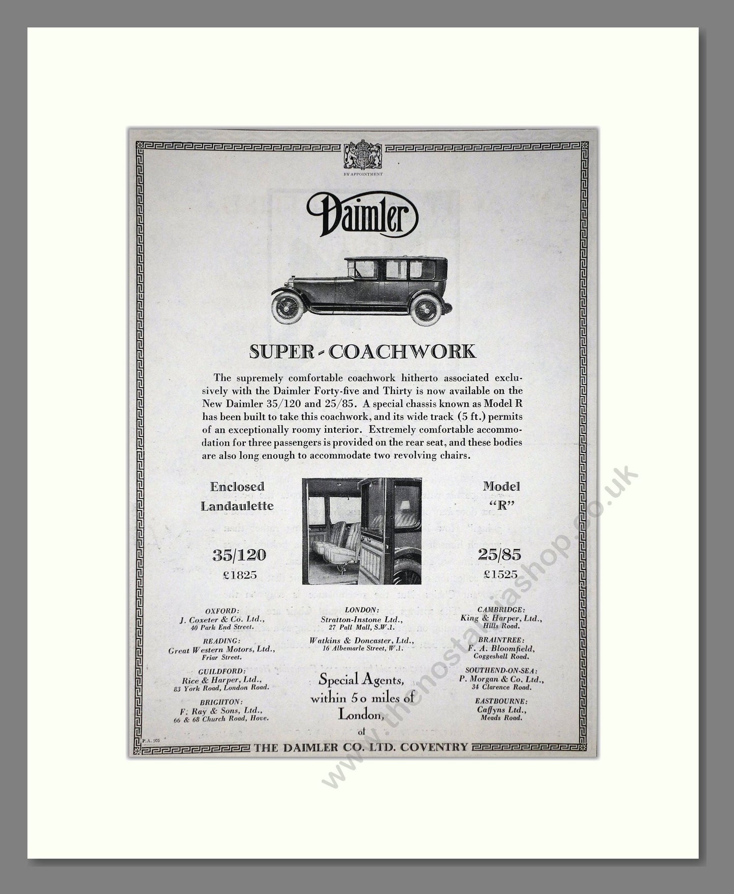 Daimler - Super Coachwork (25/85, 35/120). Vintage Advert 1926 (ref AD65390)