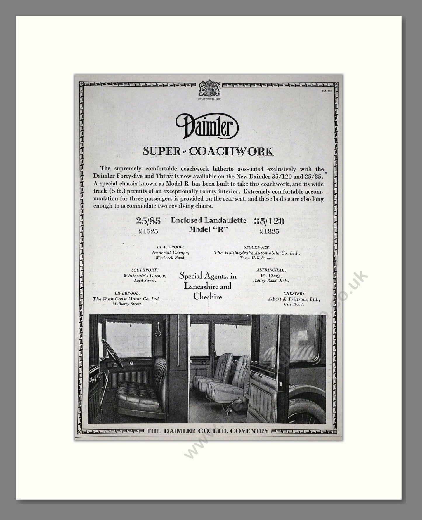 Daimler - Super Coachwork (25/85, 35/120). Vintage Advert 1926 (ref AD65391)
