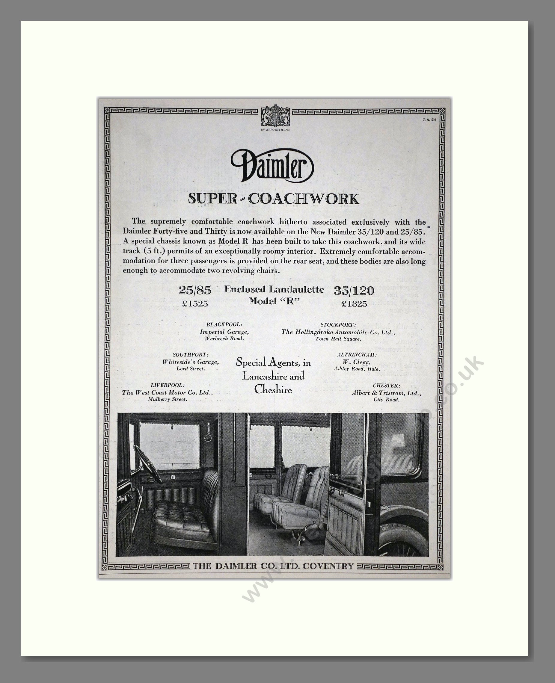 Daimler - Super Coachwork (25/85, 35/120). Vintage Advert 1926 (ref AD65391)