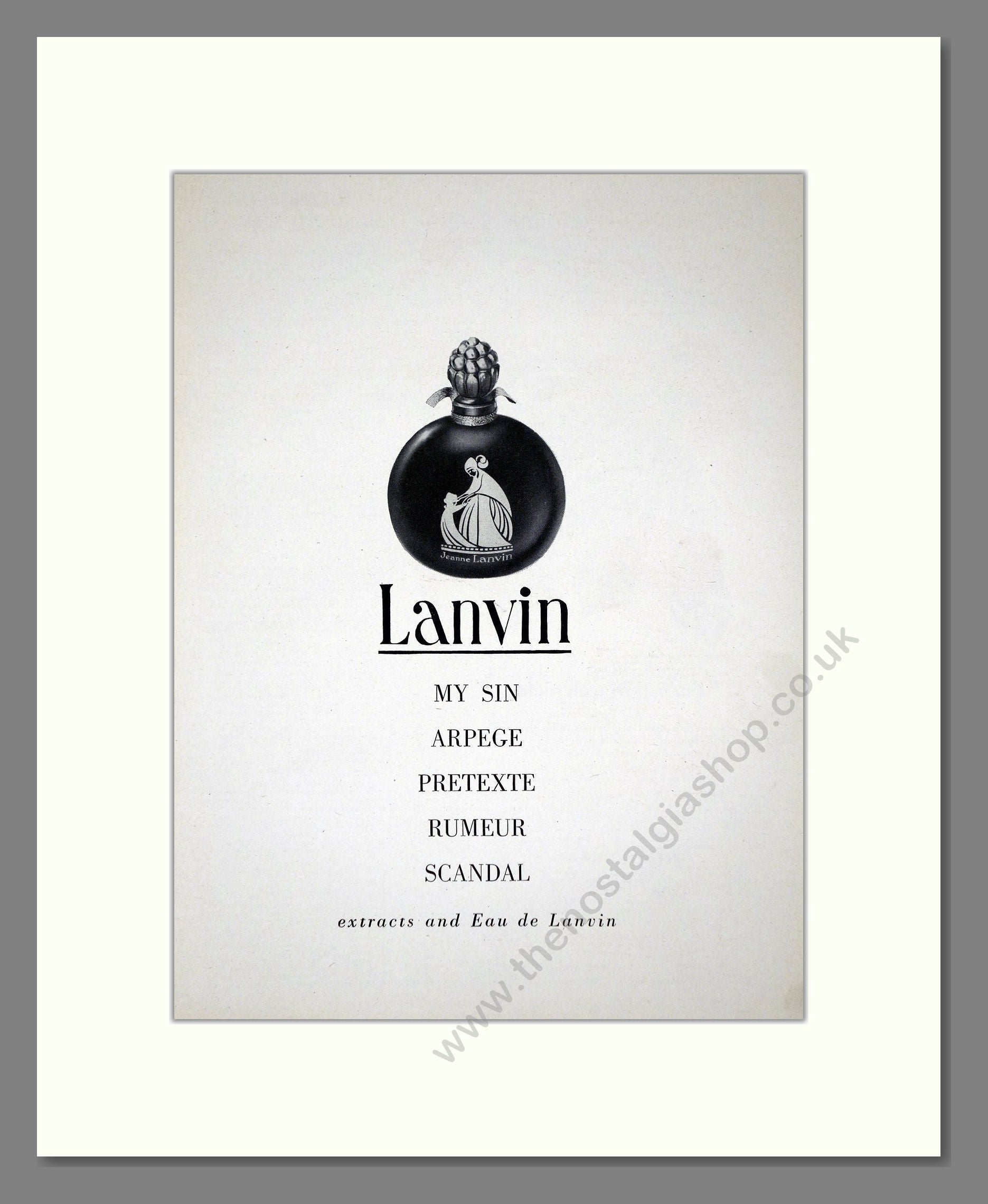 Lanvin - Various Perfumes. Vintage Advert 1947 (ref AD65440)