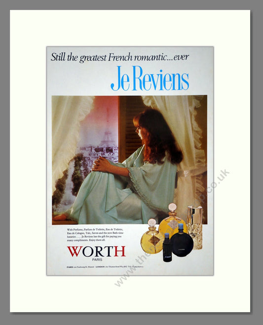 Worth - Je Reviens. Vintage Advert 1976 (ref AD65480)