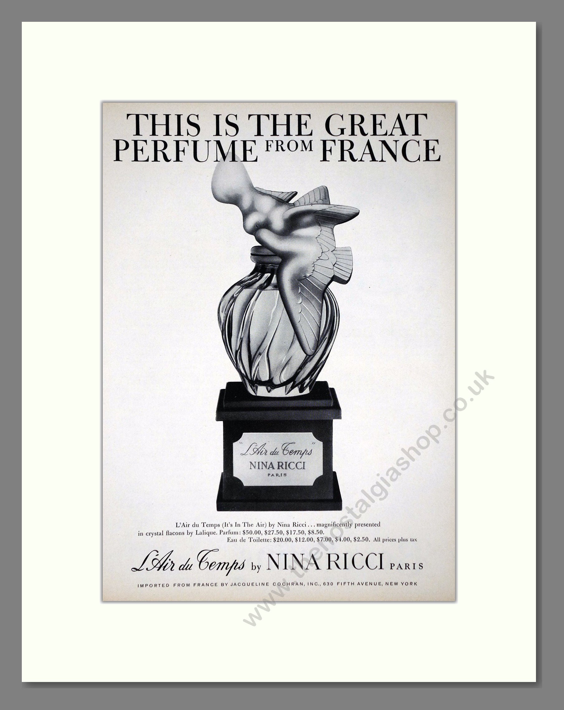 Nina Ricci - L'Air Du Temps. Vintage Advert 1959 (ref AD65483)