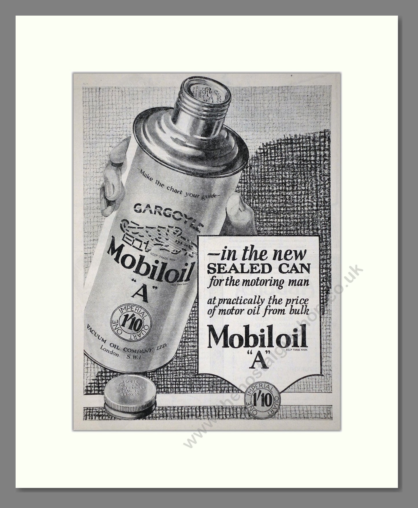 Mobiloil - Motor Oil Sealed Can. Vintage Advert 1926 (ref AD65589)