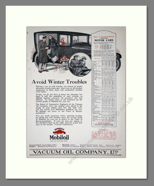 Mobiloil - Motor Oil. Vintage Advert 1926 (ref AD65590)