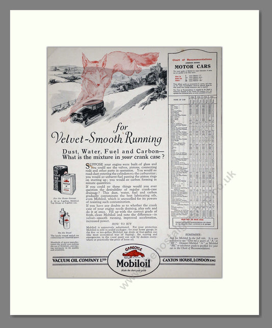 Mobiloil - Motor Oil. Vintage Advert 1926 (ref AD65592)
