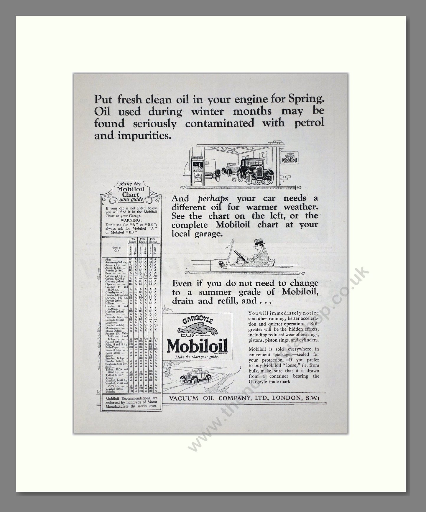 Mobiloil - Motor Oil. Vintage Advert 1927 (ref AD65595)