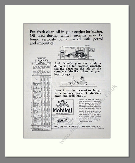 Mobiloil - Motor Oil. Vintage Advert 1927 (ref AD65595)