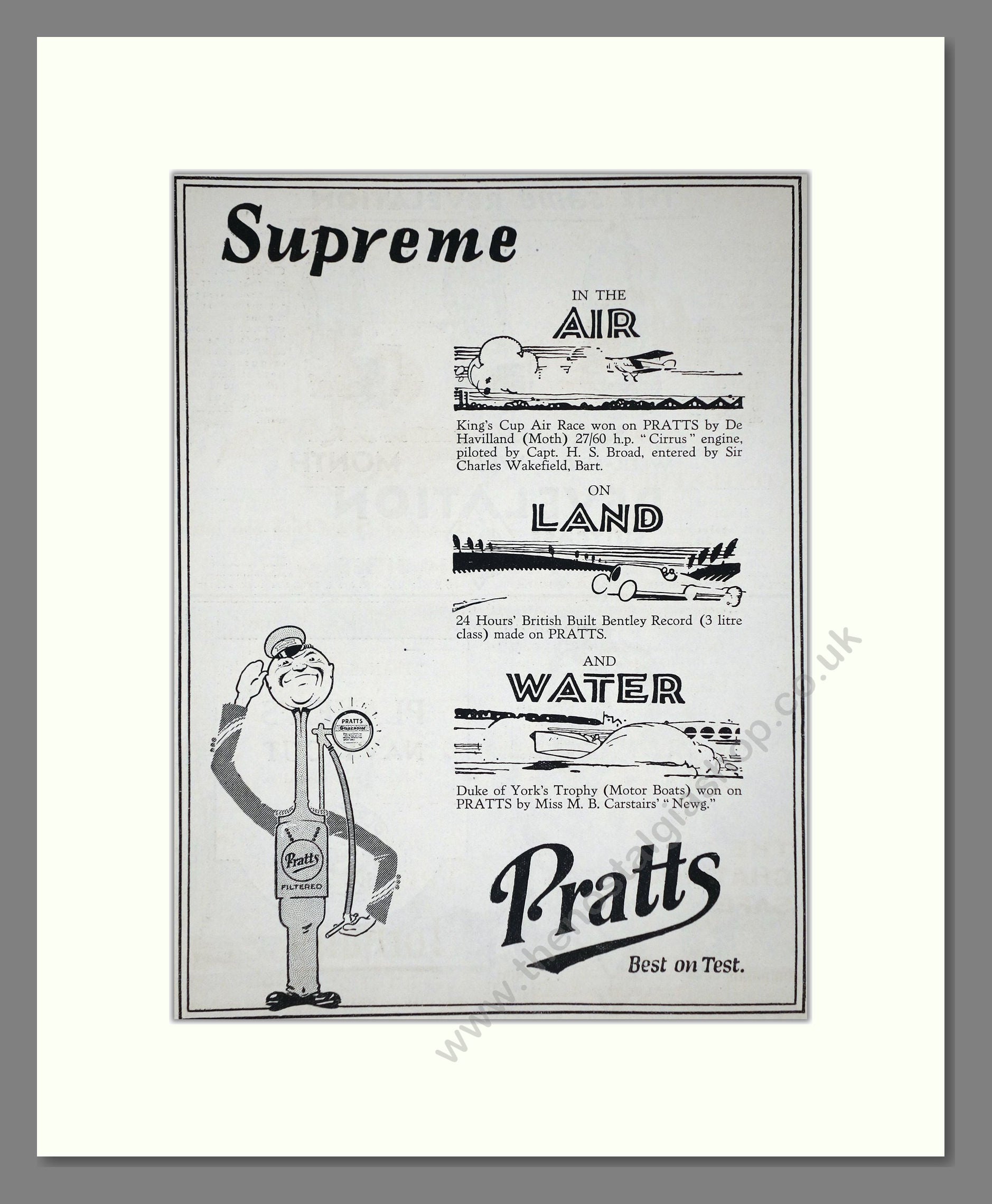 Pratts - Supreme Air / Land / Water. Vintage Advert 1926 (ref AD65597)