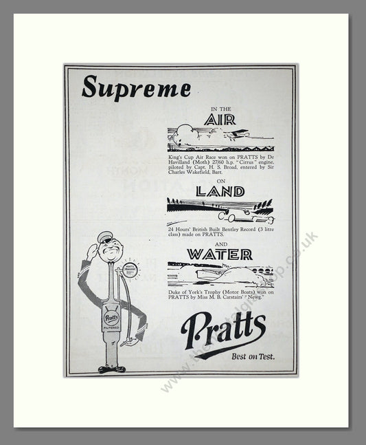 Pratts - Supreme Air / Land / Water. Vintage Advert 1926 (ref AD65597)