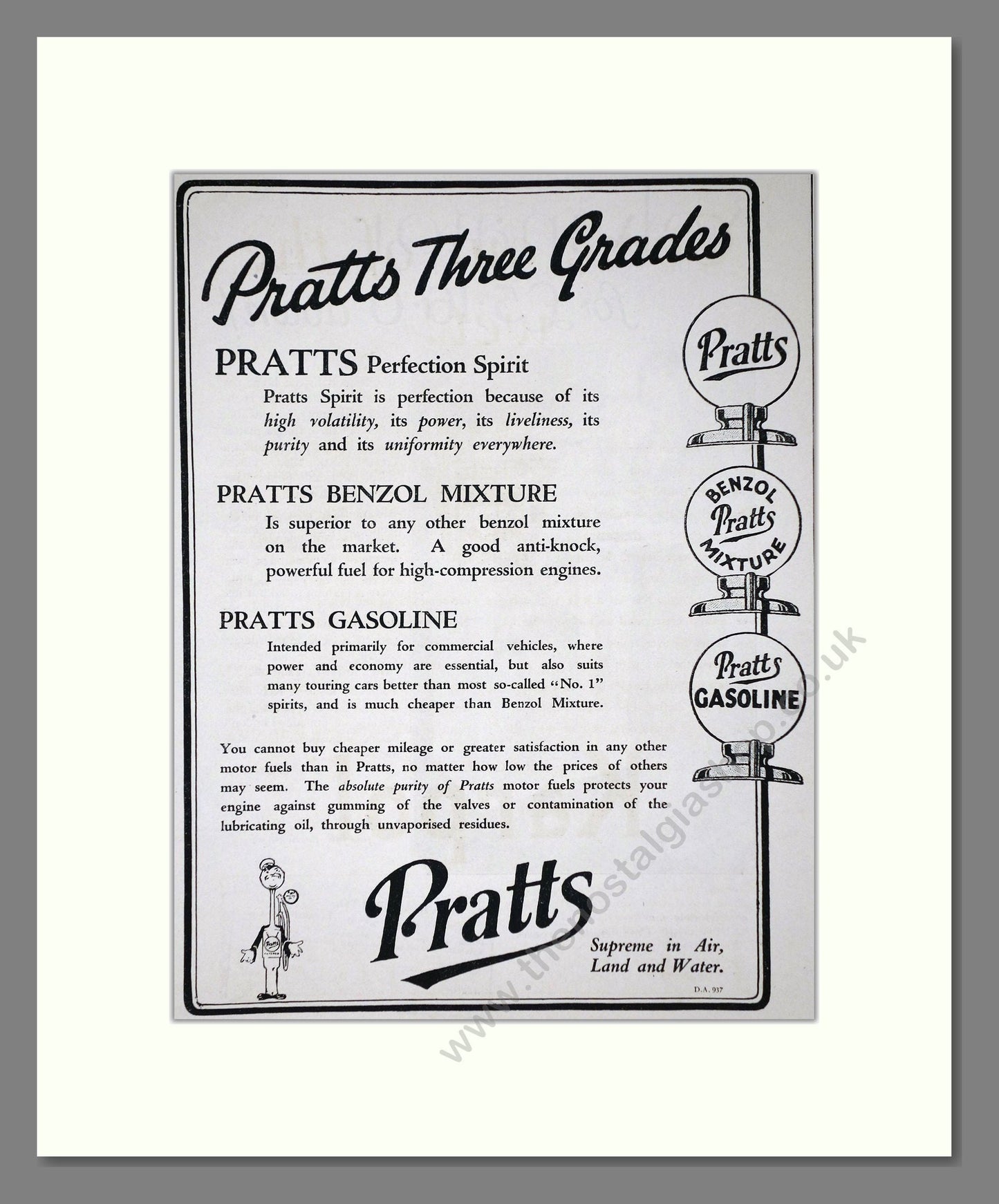 Pratts - Three Grades. Vintage Advert 1927 (ref AD65600)