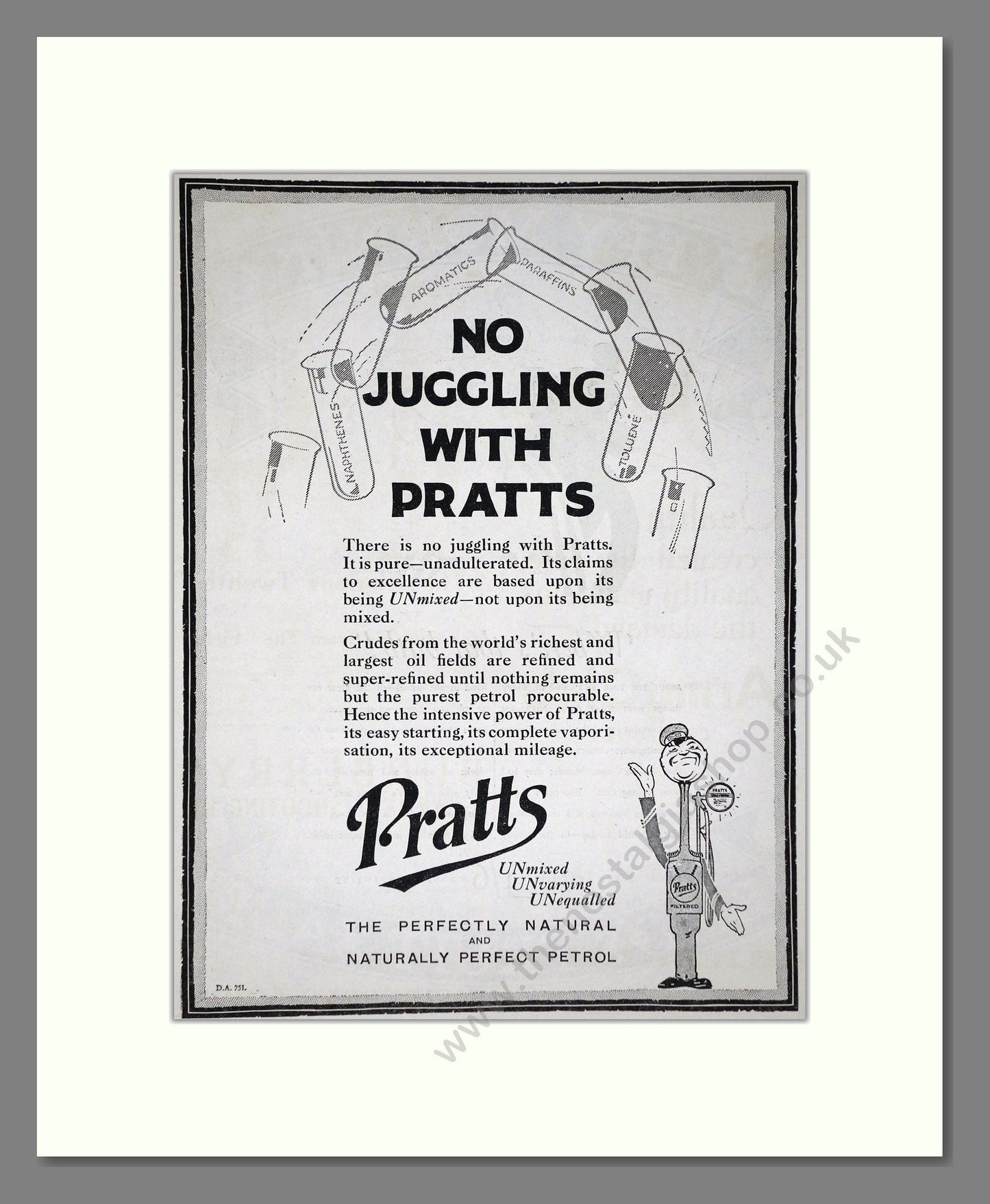 Pratts - No Juggling. Vintage Advert 1926 (ref AD65609)