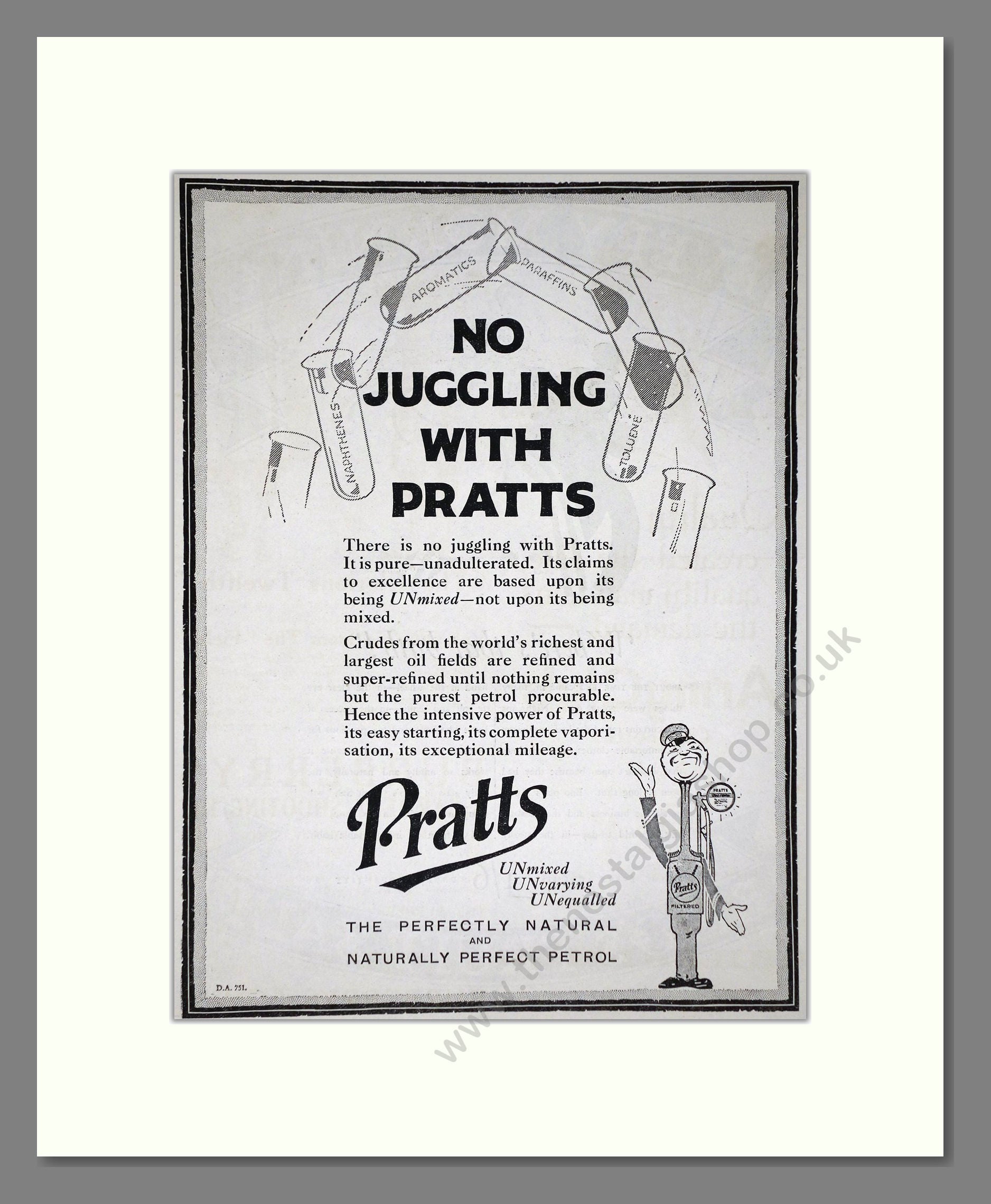 Pratts - No Juggling. Vintage Advert 1926 (ref AD65609)