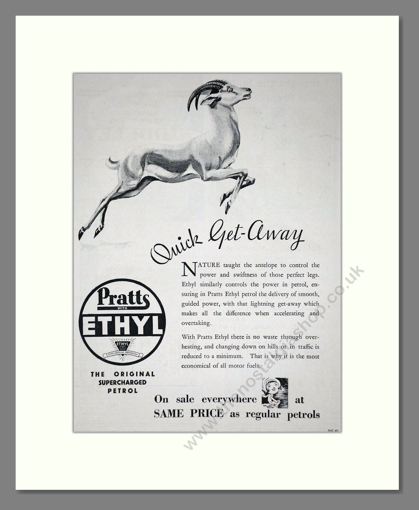 Pratts - Ethyl Petrol. Vintage Advert 1932 (ref AD65610)