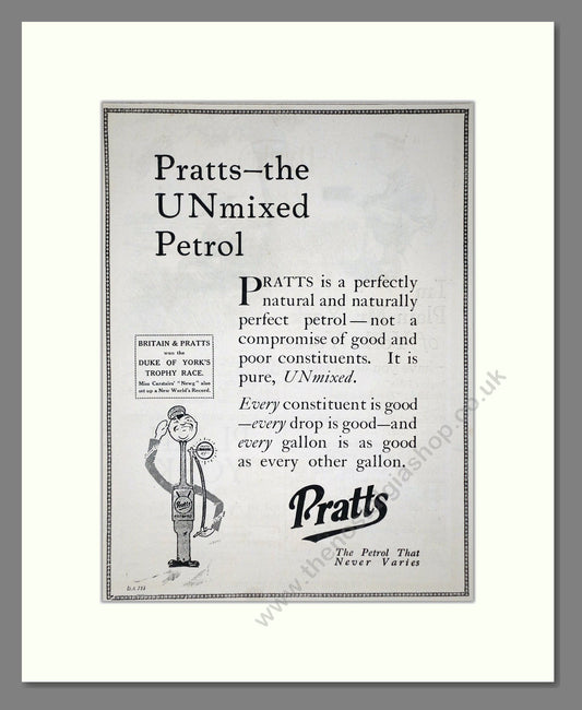 Pratts - Unmixed Petrol. Vintage Advert 1926 (ref AD65611)