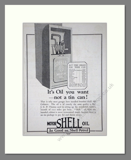 Shell - Motor Oil. Vintage Advert 1926 (ref AD65612)