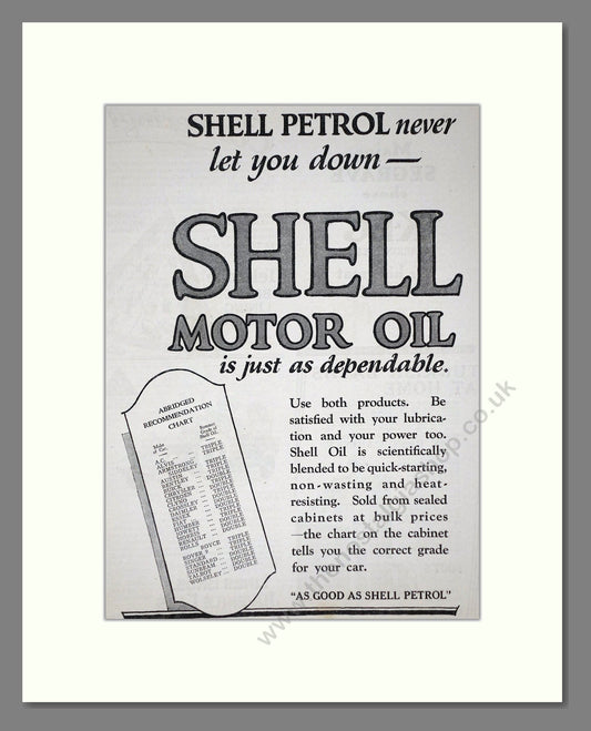 Shell - Never Let You Down. Vintage Advert 1927 (ref AD65613)