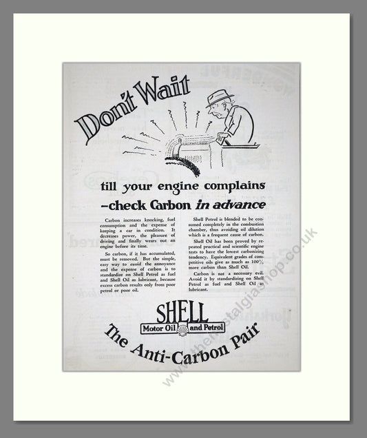 Shell - The Anti Carbon Pair. Vintage Advert 1927 (ref AD65614)