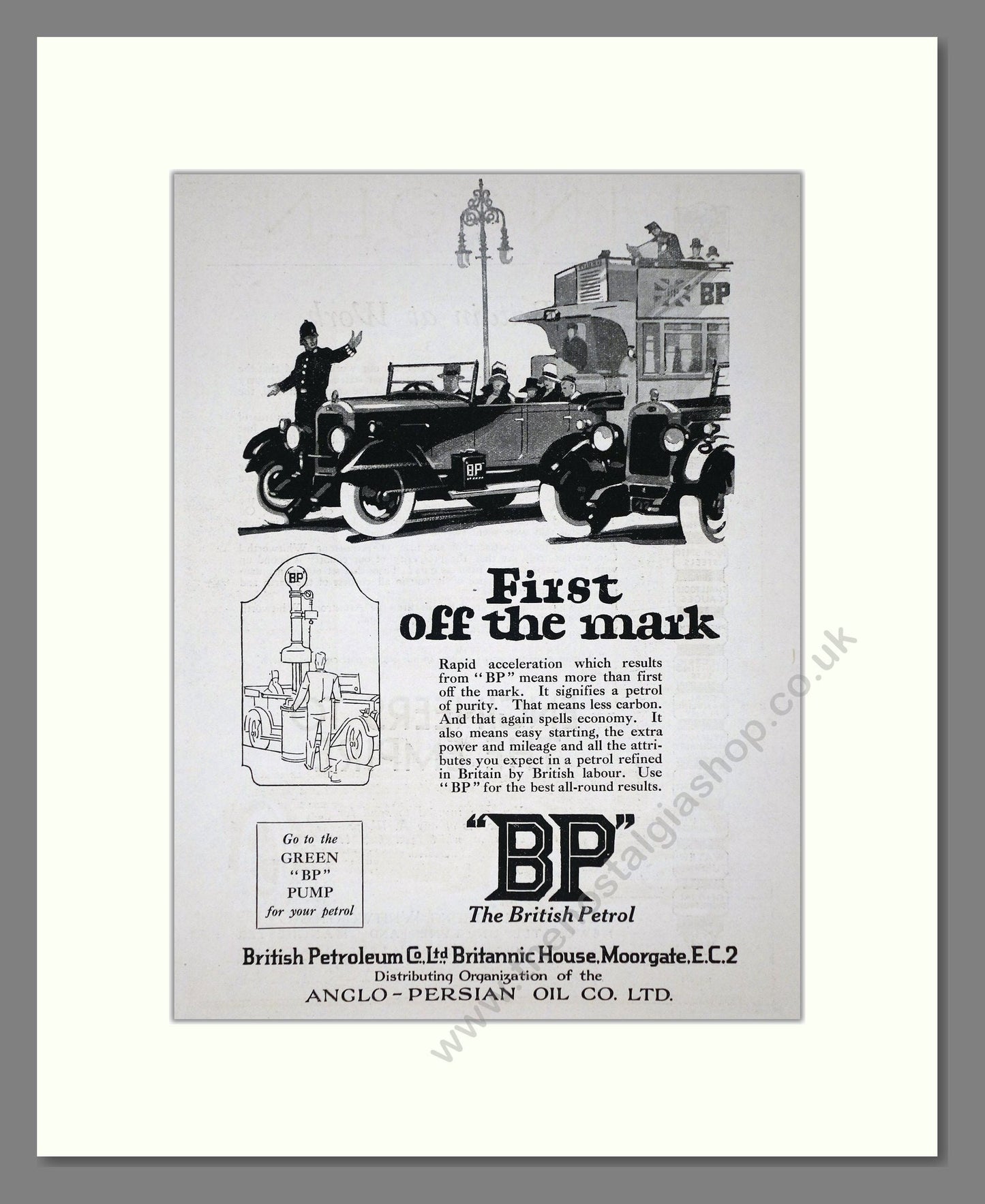 BP - First Off The Mark. Vintage Advert 1927 (ref AD65624)