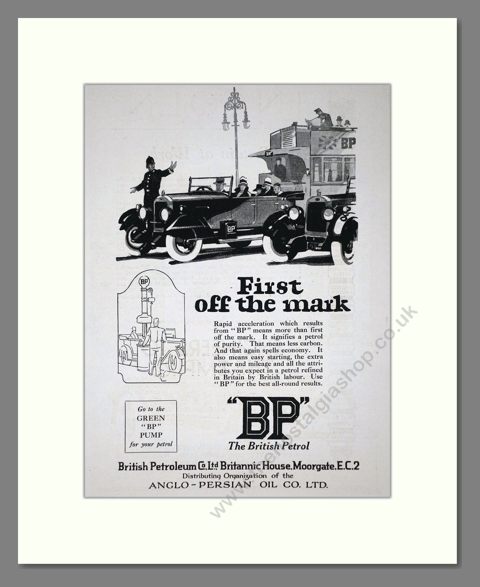 BP - First Off The Mark. Vintage Advert 1927 (ref AD65624)