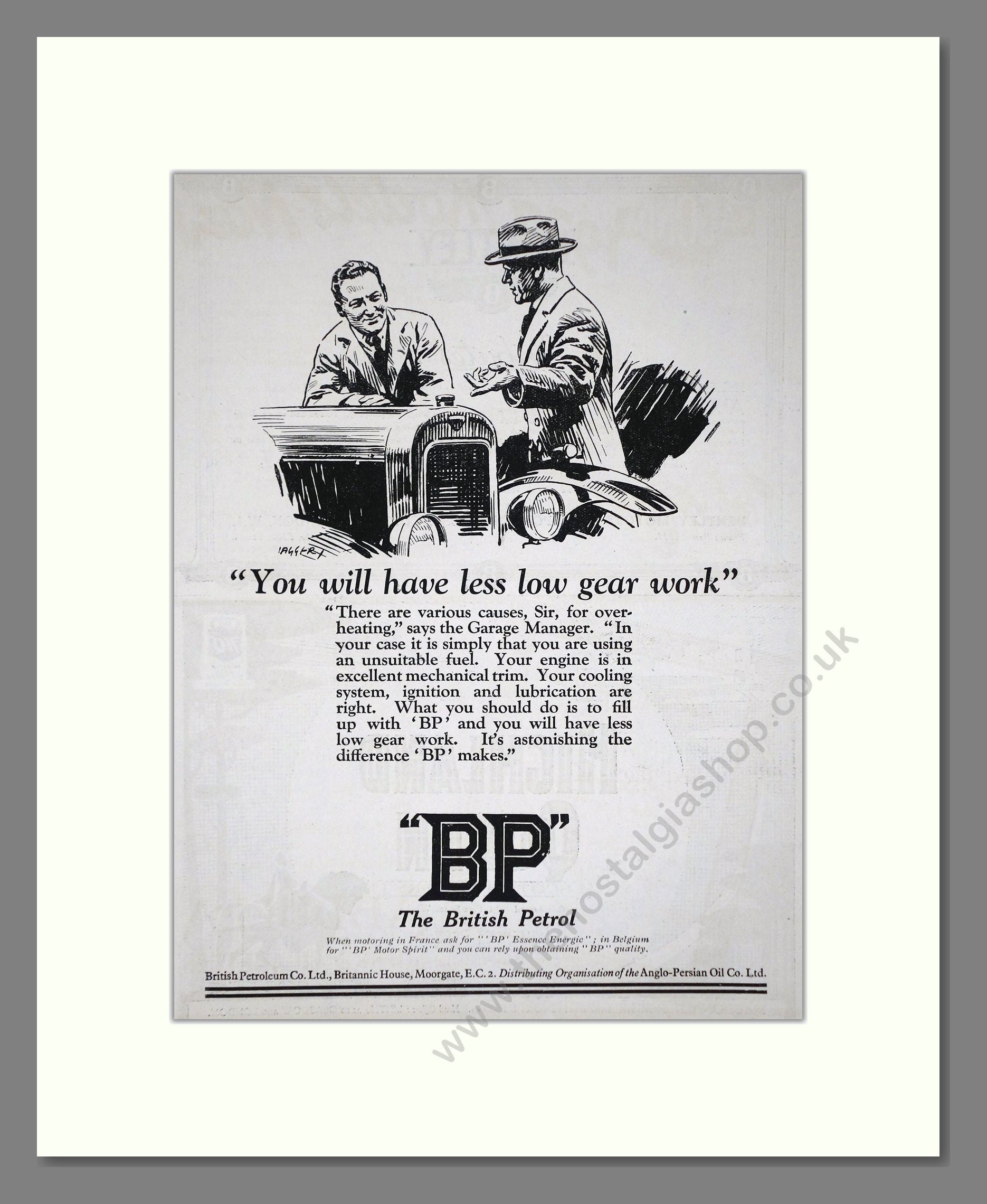 BP - You Will Have Less Low Gear Work. Vintage Advert 1926 (ref AD65625)