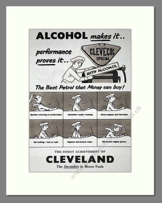 Cleveland - Clevecol Petrol With Alcohol. Vintage Advert 1955 (ref AD65633)