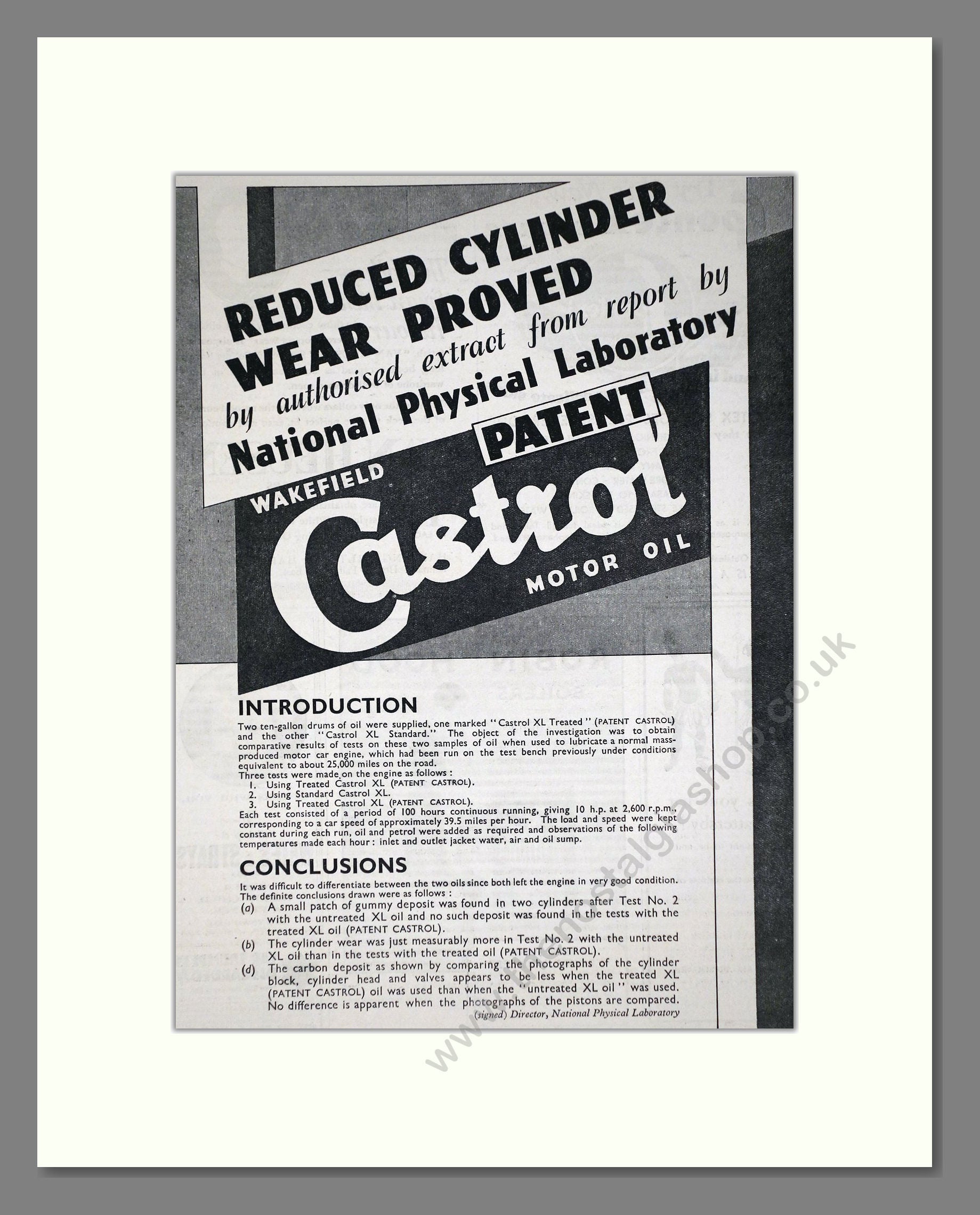 Castrol - Motor Oil. Vintage Advert 1935 (ref AD65634)