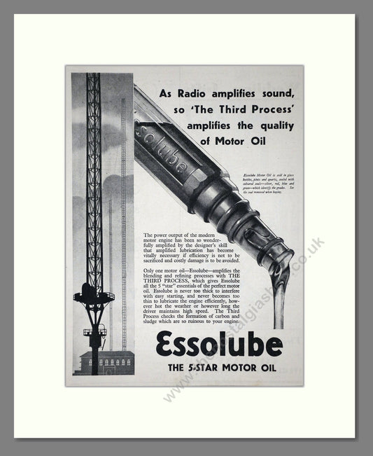 Esso - Essolube Motor Oil. Vintage Advert 1935 (ref AD65638)