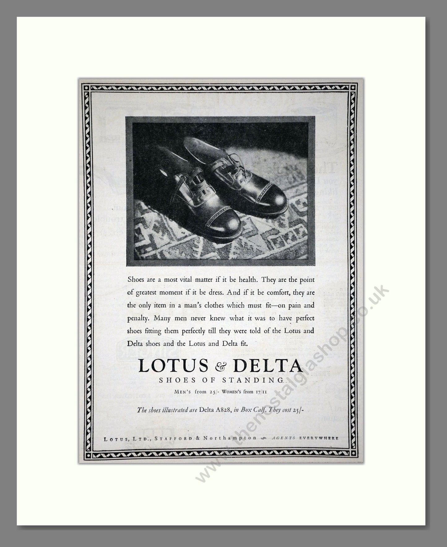 Lotus And Delta - Shoes Of Standing. Vintage Advert 1926 (ref AD65646)