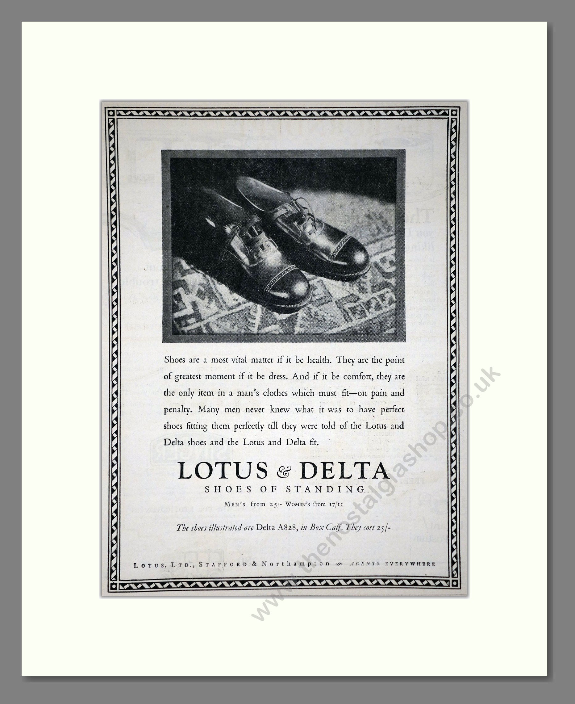 Lotus And Delta - Shoes Of Standing. Vintage Advert 1926 (ref AD65646)