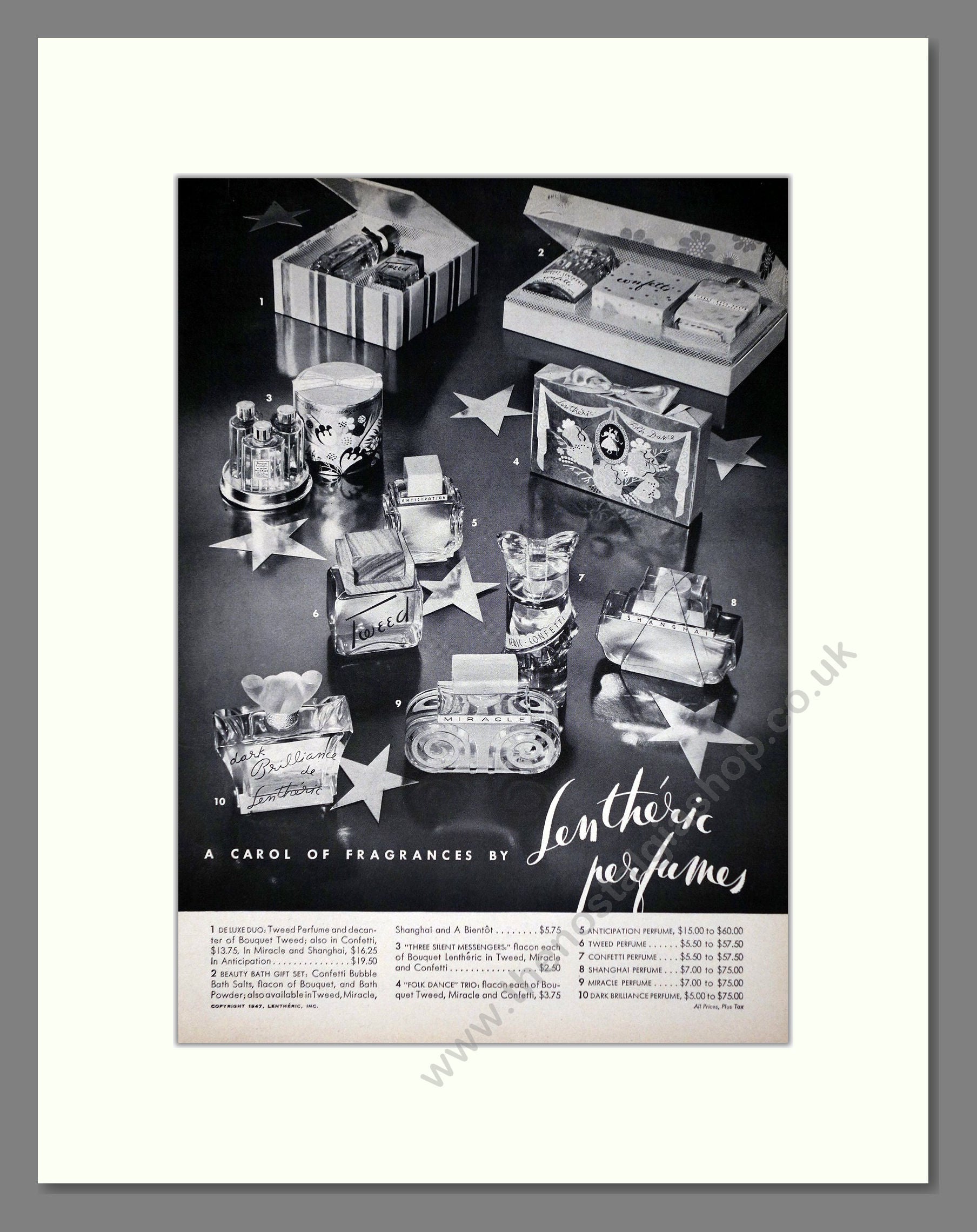 Lenthari Lentheric - Perfumes. Vintage Advert 1947 (ref AD66013) – The Nostalgia ...