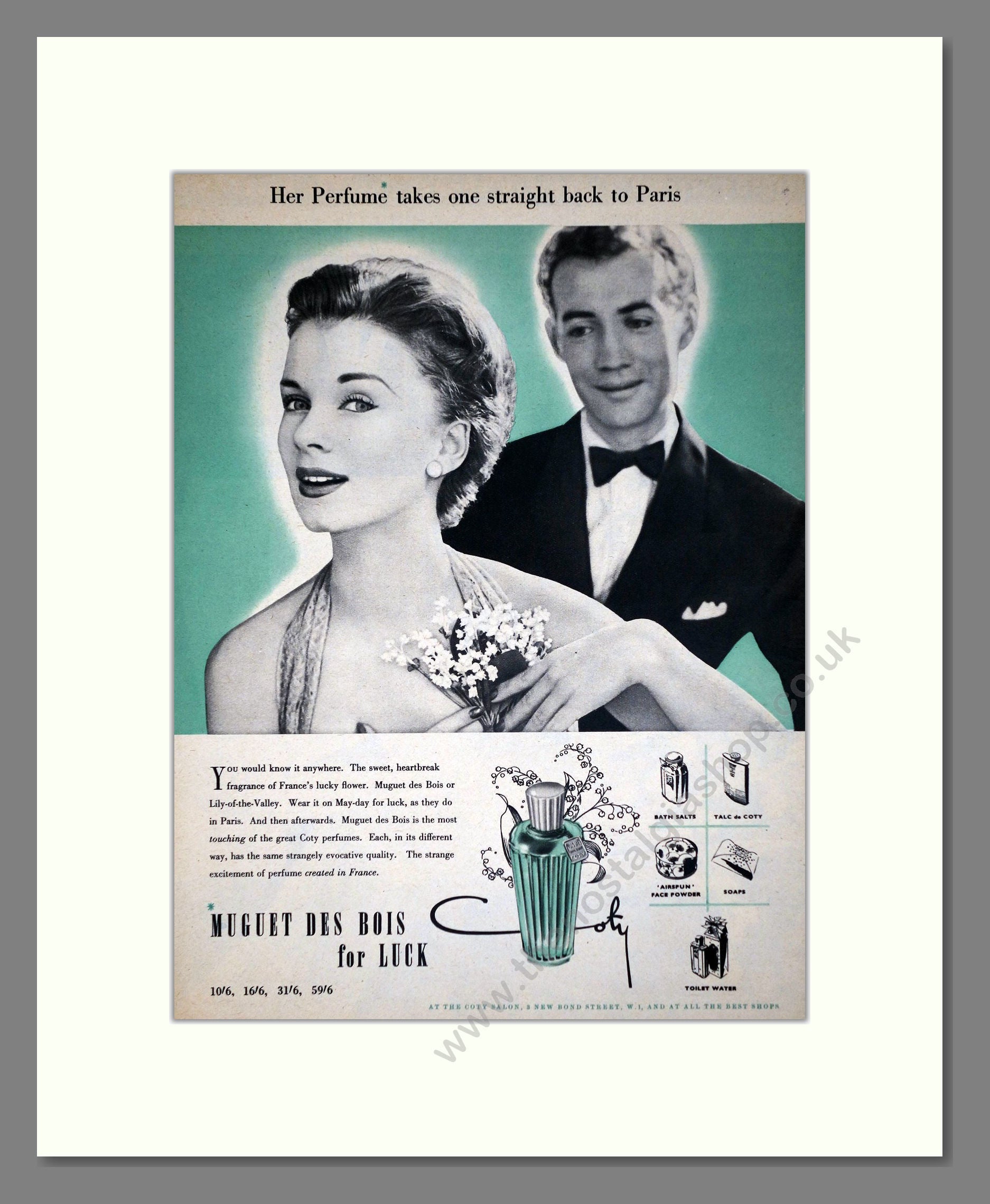 Coty - Muguet Des Bois. Vintage Advert 1953 (ref AD66037)