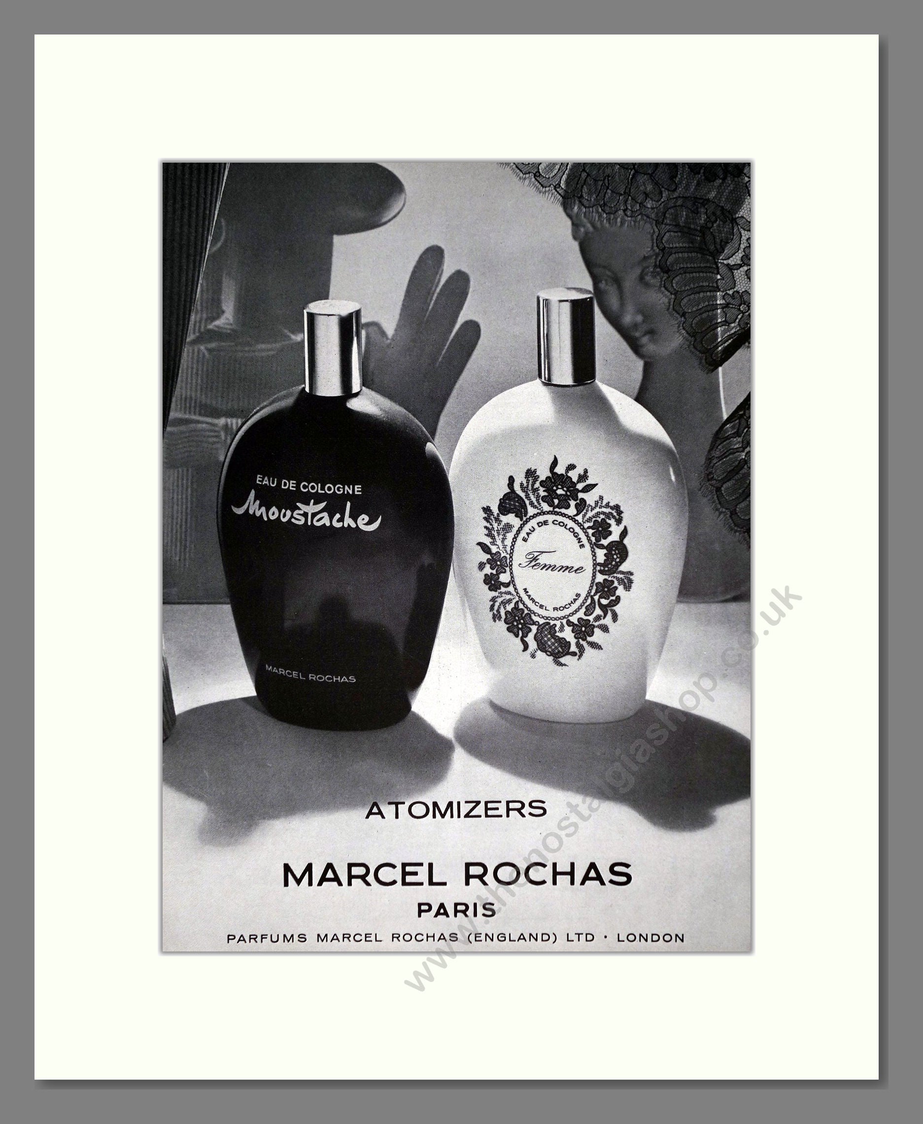 Rochas - Moustache / Femme. Vintage Advert 1959 (ref AD66064)