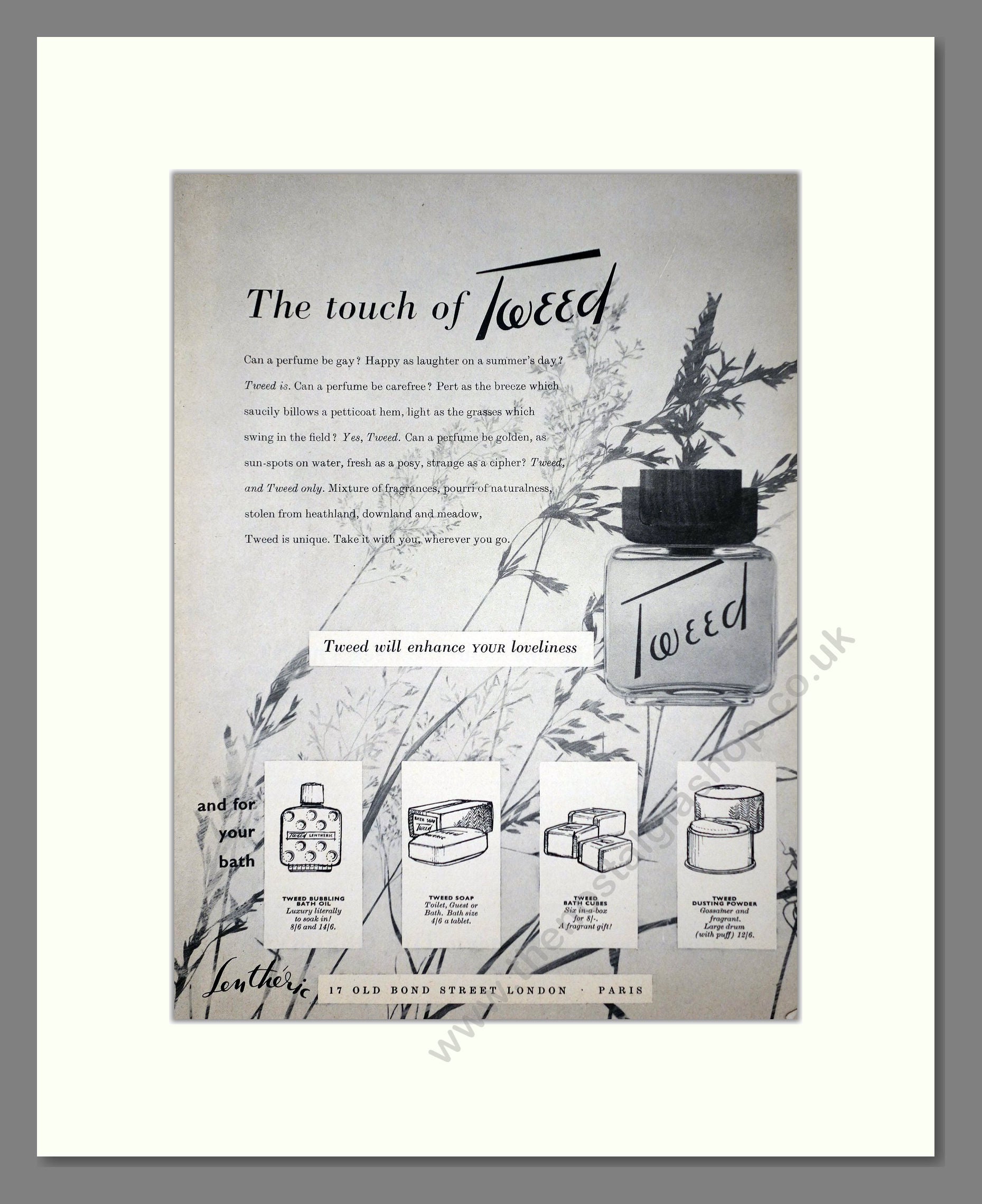 Lentheric - Tweed. Vintage Advert 1958 (ref AD66134)