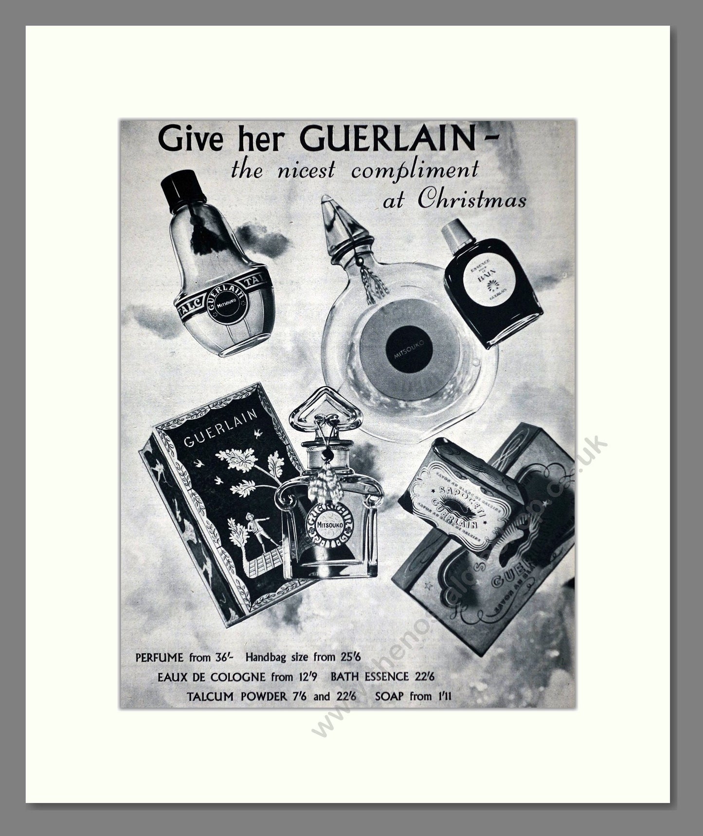 Guerlain - Gifts For Xmas. Vintage Advert 1954 (ref AD66146)